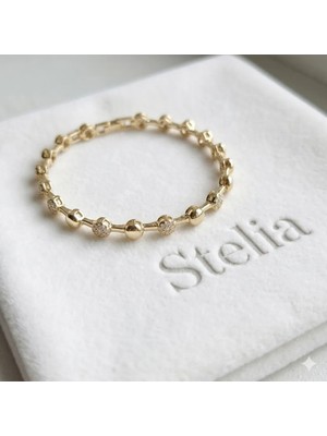 Stelia Bileklik - Gold Kaplama Minimal Topçuk Model Kadın Bileklik