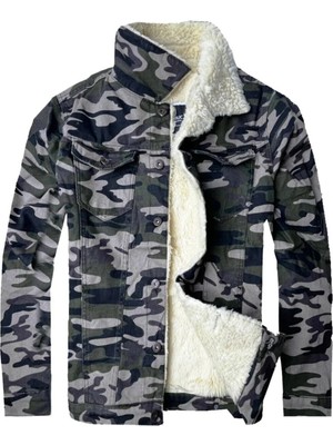 Alaska The Last Frontier R.lion Slim Fit Kürklü Kot Mont Premium Denim--koyu Kamuflaj--