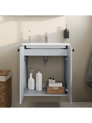 Assess Store Shift T20 81003 Kapaklı Lavabo Dolabı, Kül Gri, 60 cm