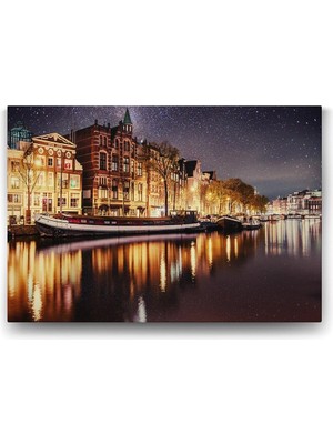 Assess Store Yıldızlı Amsterdam Gecesi Tablosu - 100X70CM