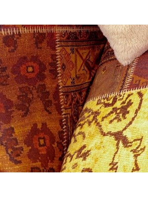 Assess Store Concept Softmicro Koltuk Örtüsü | Çekyat Örtüsü | Koltuk Şalı | Etnik Desenli Patchwork Kaymaz | Kiremit 180X300 cm