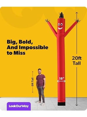 Assess Store Torero Inflatables Lookourway Air Dansçı Hoch Tube Man Şişirilebilir Sabitleme, 20-Feet 20' Kırmızı