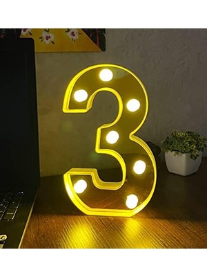 Assess Store 3D Işıklı LED Sayı Dekoratif Aydınlatma Büyük Boy 3