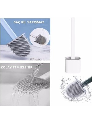 Assess Store Duvara Yapışkanlı Silikon Uçlu Klozet Fırçası Beyaz (NKS146)