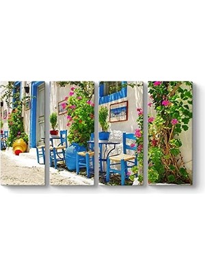 Assess Store Yunanistan Sokak Tavernaları 129 x 70-4 Parçalı
