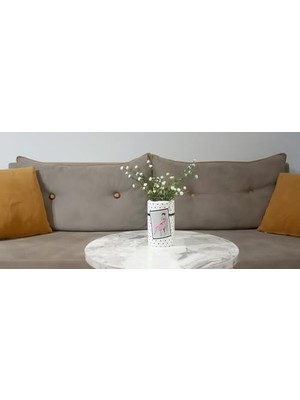 Assess Store Dahil, Dahil,vazoda Çiçek,beyaz Yapay Çiçek, Dekoratif Pembe Elbiseli Kadın 7X7X16CM