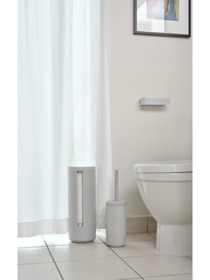 Assess Store Ume Tuvalet Fırçası, Wc Fırçası, Güzel Danimarka Tasarımlı Tuvalet Fırçası, Yumuşak Dokunuşlu Kaplamalı Seramikten, Çap 10 Cm, Yükseklik 38,7 Cm, Yumuşak Gri (Gri)