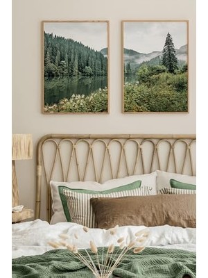 Assess Store 2 Parça Ahşap Çerçeve Görünümlü Mdf Tablo Seti
