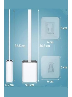Assess Store Duvara Yapıştırılabilir Silikon Wc Fırçası,ince Aralara Girebilir Silikon Klozet Fırçası (Beyaz)