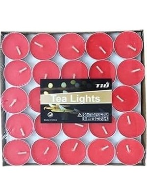 Assess Store - Tealight Kırmızı Yuvarlak Mum 50 Adet