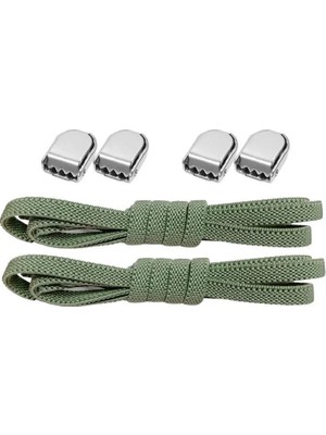 Hapshoe Akıllı Kilitli Ayarlanabilir Haki Yeşil 6 mm Lastik Pratik Bağcık 1 Çift