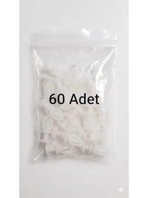 Assess Store Geçmeli Perde Ruleti, Beyaz, Plastik, Perde Askısı +A Kalite (60 Adet)