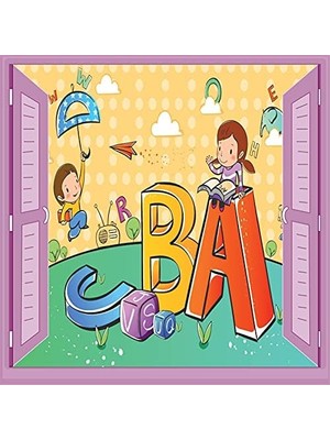Assess Store Çocuk Odası Bebek Odası Pencere Poster Duvar Kağıdı Abc