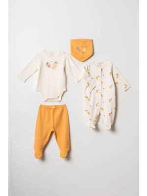 Hafy Baby Meyve Desenli 4'lü Kız Bebek Yenidoğan Hastane Çıkışı Seti