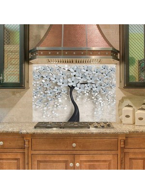 Assess Store Mutfak Duvar Tezgah Arası Ocak Arkası Kaplama 3D Siyah Ağaç