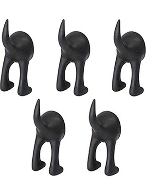 Assess Store Bastıs 404.484.37 Köpek Kuyruk Kancaları, Sentetik Kauçuk, Siyah, Kancasıyla Kullanılmayan Bir Alanı Pratik Bir Depolama Alanına Dönüştürün, 5'li Paket