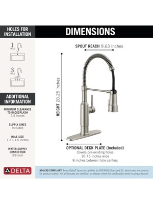Daisy Home Theodora Pull Püskürtücülü Mutfak Bataryası, Ticari Mutfak Lavabo Bataryası, Mutfak Lavabo Muslukları, Manyetik Yerleştirme Püskürtme Kafası, Spotshield Paslanmaz 18804Z-SP-DST