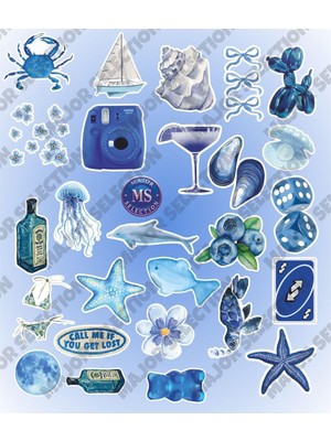 Daisy Home Aesthetic Blue Summer Mavi Rüya Seti Etiket Laptop Telefon Tablet