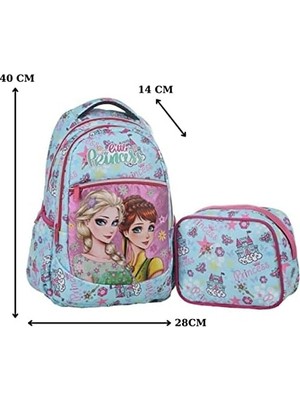 Daisy Home Ilkokul Okul Sırt Çantası Kız Beslenme Çantalı Ortopedik 2li Set Prenses Kız Mavi