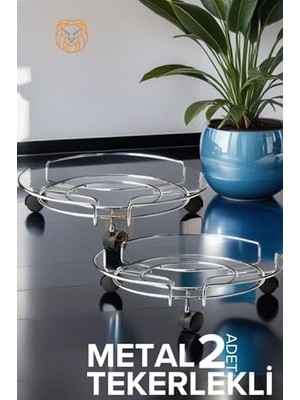 Daisy Home Metal Saksı Altlığı Tekerlekli 2 Li Set Krom, 719698