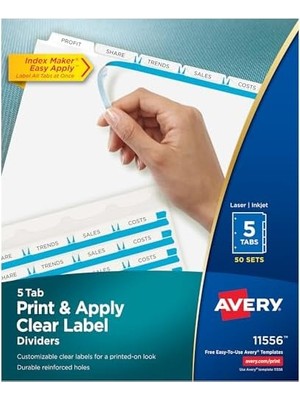 Daisy Home Maker Clear Label Punched Paylaştırıcı, 5-Tab,, Beyaz, 50 Sets