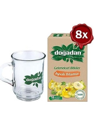 Daisy Home Doğadan Ayvalı Ihlamur Çay 18'li x 8 ve Doğadan Cam Bardak Hediyeli