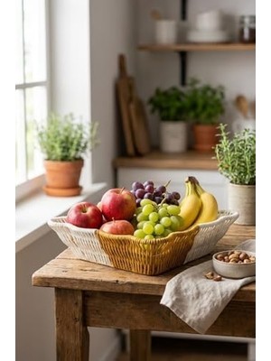 Daisy Home Buffer Kare Dalgalı Çift Renkli Plastik Sepet, Ekmek ve Meyve Sepeti, 25X25X8 Cm, Yıkanabilir, Iç Içe Geçebilen, 3 Parça
