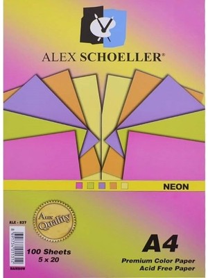 Daisy Home Alex Schoeller Karışık Fon Kartonu Neon Renkler A4 100'LÜ Paket