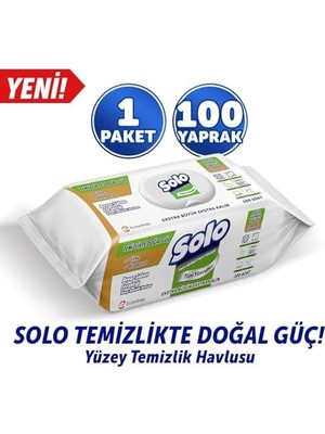 Daisy Home Solo Yüzey Temizleme Mendili Doğal Güç Beyaz Sabun 100 Yaprak