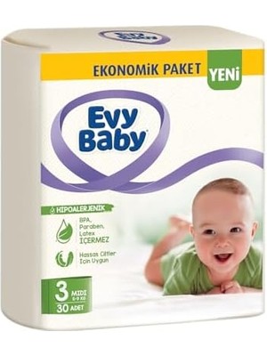 Daisy Home Evy Baby Bezi Midi Ekonomik 3 Beden 30 Adet