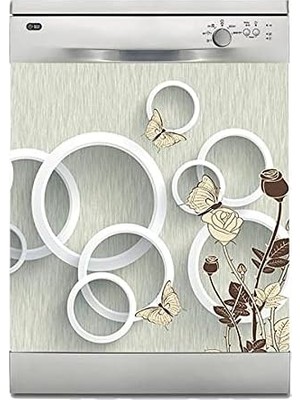 Daisy Home Bulaşık Makinesi Kaplama Beyaz Eşya Kaplama 3D Çiçek Daireler