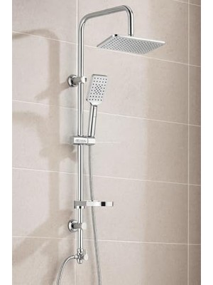 Daisy Home Duş Seti, 5+1 Parça, Duş Seti, Malzeme, Paslanmaz Çelik Boru, Basınca ve Kirece Karşı Dayanıklı, Kolay Montaj, Şık Tasarım, Premium Banyo Sistemi (Gri)