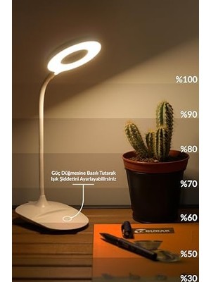 Daisy Home Masa Lambası Dokunmatik 3 Renk 24 LED Telefon Standlı Kademeli Çalışma Okuma Işığı Gece Lambası Q3