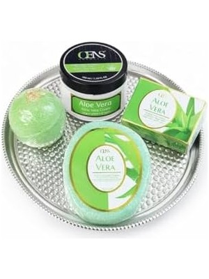 Daisy Home 4'lü Hediye Sabun Seti - Aloevera Kokulu Banyo Seti - Banyo Topu, Aloevera Özlü Krem ve Sabun