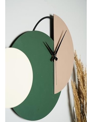 Daisy Home Muyika Mateen Metal 47-31CM Dekoratif Duvar Saati (Kahve-Yeşil-Krem) Mds-50 MYK2097-4