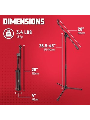 Daisy Home Frameworks Tek Bölümlü Bomlu Hafif Mikrofon Standı; (GFW-MIC-1500)
