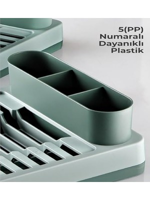 Daisy Home Pratik Tezgah Üstü Bulaşıklık, Dayanıklı Plastik Tabaklık, 42X26X6 Cm, Çok Bölmeli Organizer (Yeşil)