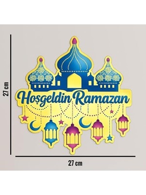 Daisy Home 27-27 cm Hoş Geldin Ramazan Dekorlu Ahşap Kapı Süsü, Ramazan Süsleri, Ramazan Tavan Süsü