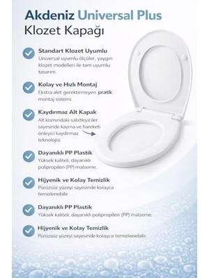 Daisy Home Akdeniz Klozet Kapağı – Her Modelle Uyumlu, Kaydırmaz Alt Kapaklı, Kolay Montajlı, Kolay Temizlenebilir, Dayanıklı Yapı, 5 Yıl Garantili