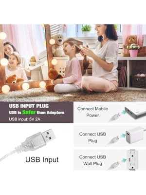Daisy Home Senon Hollywood Tarzı Makyaj Aynası LED Işıkları 10 Ampul 3 Renk Tonu 10 Kademe Ayarlanabilir Parlaklık Yapıştırmalı Montaj Makyaj Ayması Için 10 LED Lamba