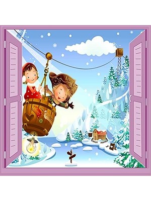 Daisy Home Çocuk Odası Bebek Odası Pencere Poster Duvar Kağıdı Teleferik
