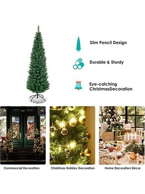 Daisy Home Giantex, Yeşil Yapay Kalem, Birinci Sınıf Menteşeli Çam Ağacı, Sağlam Metal Ayaklı, Ev, Mağazalar ve Tatil Dekorasyonu Için Mükemmel, (5 Ft)