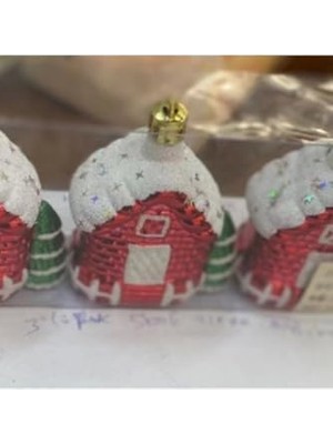 Daisy Home 3 Adet 8.5 cm Yılbaşı Dağ Evi Dilek Ev Çam Ağacı Süsü Parti Yılbaşı Süslemeleri,kırmızı 3492023275638