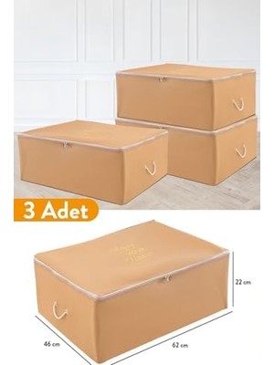 Daisy Home 3 Adet - Büyük Boy Altı Taba Hurç 62 x 46 x 22 cm