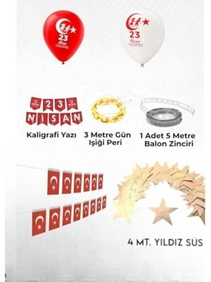 Daisy Home 23 Nisan Dekoratif Süsü Flama Okul Süsü, Atatürklü Benner, Türk Bayrağı Pano Süsleri 2026