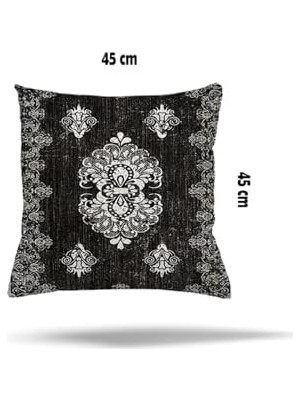 Daisy Home Pelangi Osmanlı Göbek Desen Gizli Fermuarlı Yastık Kılıfı Kırlent Kılıfı Koltuk Yastık Kılıfı, Koyu Gri 45 x 45