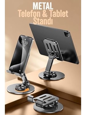 Daisy Home Telefon Tutucu Masaüstü Telefon Tablet Standı Yüksek Kalite Metal Katlanabilir 360 Dönen Ayarlı S013