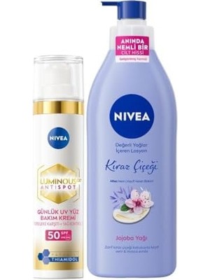 Daisy Home LUMINOUS630 Thiamidol Etkili Leke Karşıtı Gündüz Yüz Bakım Kremi 40ML ve Kiraz Çiçeği Nemlendirici Vücut Losyonu 400ML