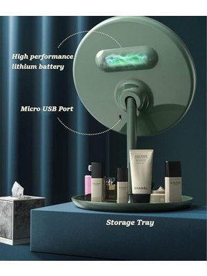 Daisy Home Dokunmatik LED Işıklı Makyaj Aynası | USB Bağlantılı, Ayarlanabilir Parlaklık, Masaüstü ve Portatif, Yuvarlak Tasarım - Beyaz