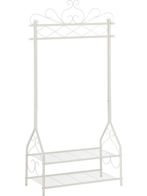 Daisy Home Klasik Tarzda Elbise Askısı, Elbise Çubuklu ve 2 Metal Raflı, 92 x 173 x 41 cm (G x Y x D), Krem Beyaz, HSR07W